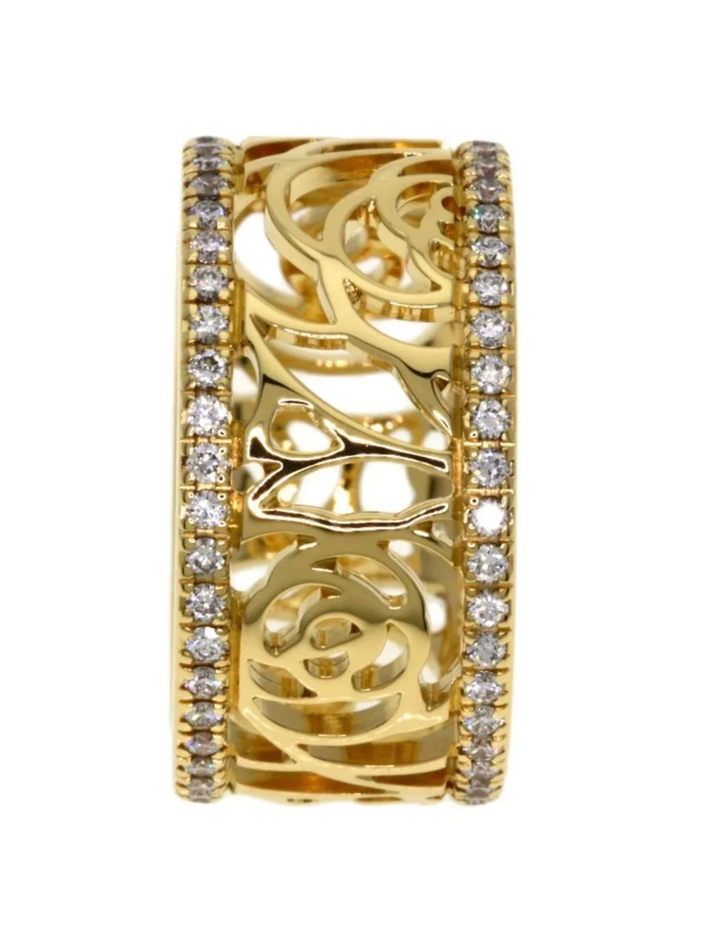 Chanel Camellia Diamond 46 Ring 18K Yellow Gold